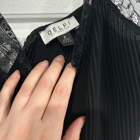 DELFI collective lace trim slip style black dress size small - Picture 4 of 9